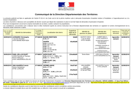 Communiqué De La Direction Départementale Des Territoires