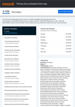 19A Bus Time Schedule & Line Route