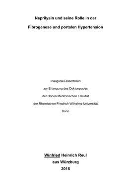 Neprilysin Und Seine Rolle in Der Fibrogenese Und Portalen