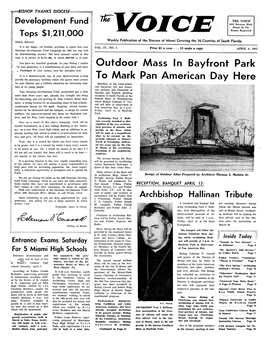 Outdoor Mass in Bayfront Park to Mark Pan American Day Here