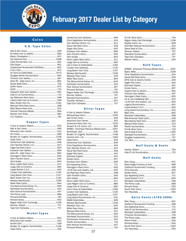 February 2017 Dealer List by Category