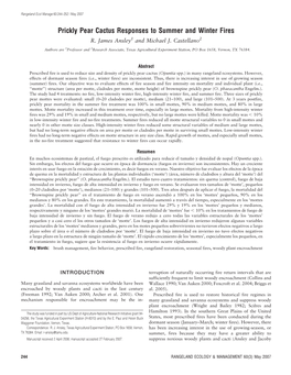 Prickly Pear Cactus Responses to Summer and Winter Fires R