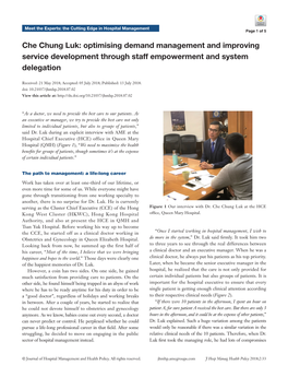 Che Chung Luk: Optimising Demand Management and Improving Service Development Through Staff Empowerment and System Delegation