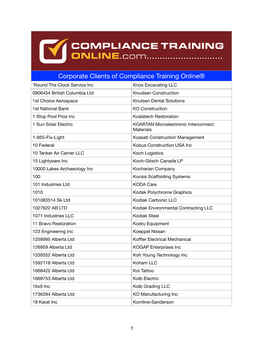 Corporate Clients of Compliance Training Online®