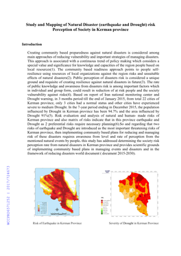 Earthquake and Drought) Risk Perception of Society in Kerman Province