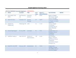 1 Sample Applicant Summary Chart