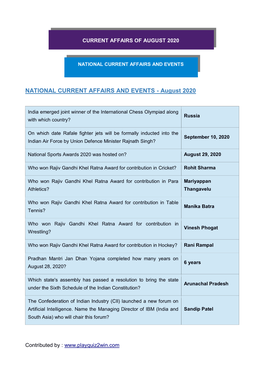 National Current Affairs and Events