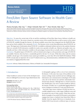 Free/Libre Open Source Software in Health Care: a Review