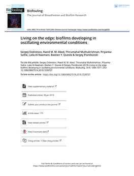 Living on the Edge: Biofilms Developing in Oscillating Environmental Conditions