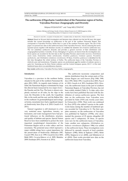 The Earthworms (Oligochaeta: Lumbricidae) of the Pannonian Region of Serbia, Vojvodina Province: Zoogeography and Diversity