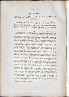 Sopra I Libri Iurium Di Genova (I)