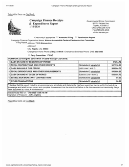 Campaign Finance Receipts & Expenditures Report