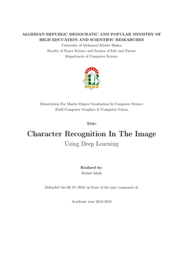 Character Recognition in the Image Using Deep Learning