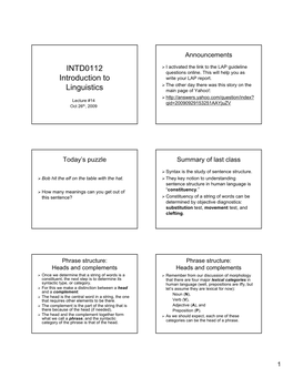 Phrase Structure Grammar