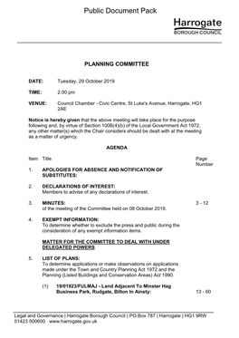 (Public Pack)Agenda Document for Planning Committee, 29/10/2019