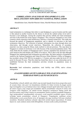 Correlation Analysis of Singaporean Land Reclamation Towards Its National Population