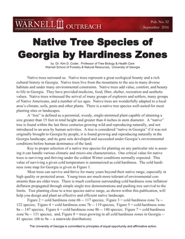 Native Tree Species of Georgia by Hardiness Zone 2016