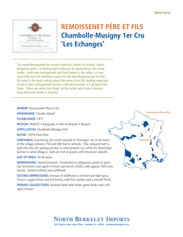 REMOISSENET PÉRE ET FILS Chambolle-Musigny 1Er Cru 'Les