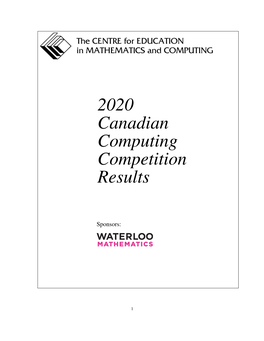 2020 Canadian Computing Competition Results
