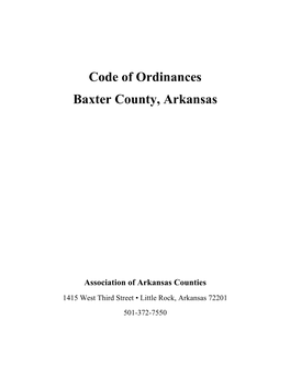 Code of Ordinances Baxter County, Arkansas