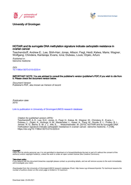 HOTAIR and Its Surrogate DNA Methylation Signature Indicate