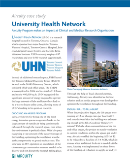 University Health Network Aircuity Program Makes an Impact at Clinical and Medical Research Organization