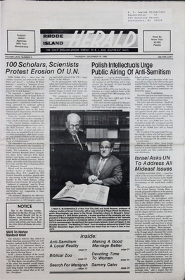 DECEMBER 18, 1980 30¢ PER COPY 100 Scholars, Scientists Polish Intellectuals Urge Protest Erosion of U.N