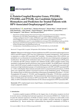 G Protein-Coupled Receptor Genes, PTGDR1, PTGDR2, and PTGIR, Are Candidate Epigenetic Biomarkers and Predictors for Treated Pati