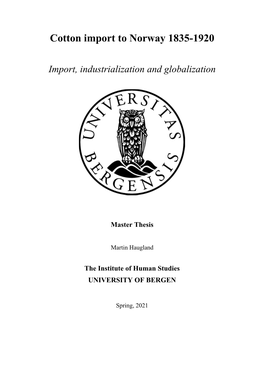 Cotton Import to Norway 1835-1920