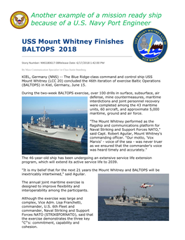 USS Mount Whitney Finishes BALTOPS 2018