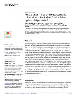 Are the Unken Reflex and the Aposematic Colouration of Red-Bellied Toads Efficient Against Bird Predation?