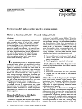 Submucous Cleft Palate: Review and Two Clinical Reports