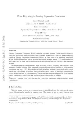 Error Reporting in Parsing Expression Grammars