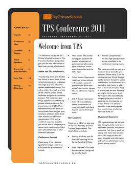 TPS Conference 2011 Agenda 2 SATURDAY, SEPTEMBER 24, 2011