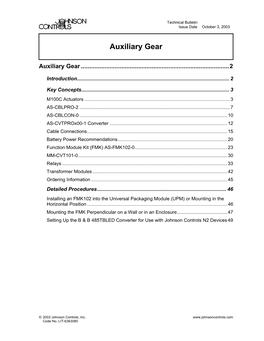 Auxiliary Gear Technical Bulletin