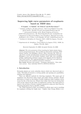 Improving Light Curve Parameters of Exoplanets Based on TESS Data P