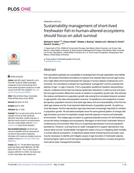 Sustainability Management of Short-Lived Freshwater Fish in Human-Altered Ecosystems Should Focus on Adult Survival