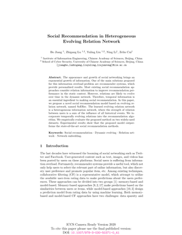 Social Recommendation in Heterogeneous Evolving Relation Network