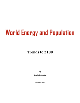 World Energy and Population