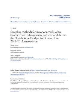 Sampling Methods for Acropora Corals, Other Benthic Coral