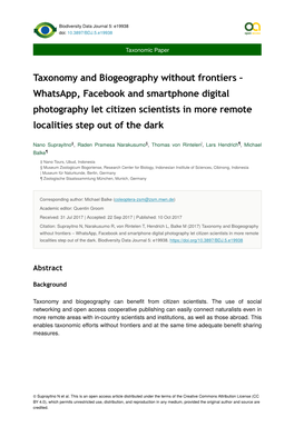 Taxonomy and Biogeography Without Frontiers