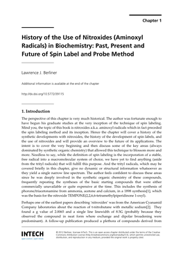 Aminoxyl Radicals) in Biochemistry: Past, Present and Future of Spin Label and Probe Method