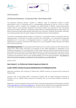 2019 Doctoral Workshop in Comparative Public Administration (CPA)