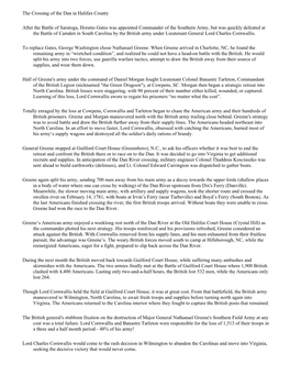 The Crossing of the Dan in Halifax County After the Battle of Saratoga, Horatio Gates Was Appointed Commander of the Southern Ar