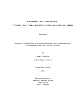 Peter Slovtsov, Ivan Kalashnikov, and the Saga of Russian Siberia