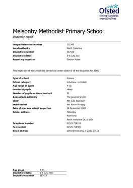 Melsonby Methodist Primary School Inspection Report