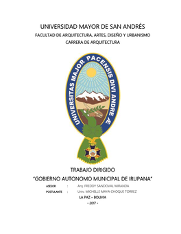 Trabajo Dirigido “Gobierno Autonomo Municipal De Irupana”