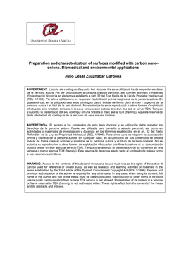 Preparation and Characterization of Surfaces Modified with Carbon Nano- Onions