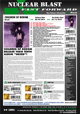 CHILDREN of BODOM Release Date Pre-Order Start Hexed Uu 08/03/2019 Uu 07/12/2018