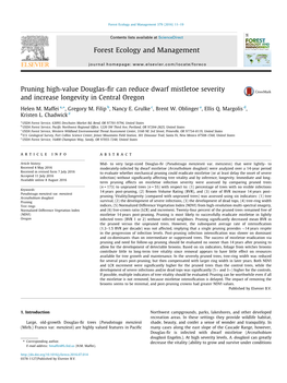 Pruning High-Value Douglas-Fir Can Reduce Dwarf Mistletoe Severity And